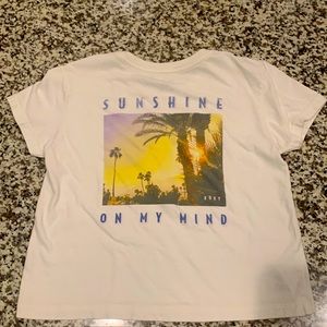 White Roxy Sunset T-Shirt, Roxy Girl, Size 10/M